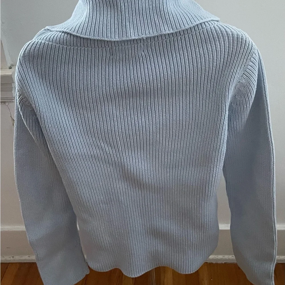 Mari Philippe baby blue 100% cotton cowl neck substantial heavy sweater, size S